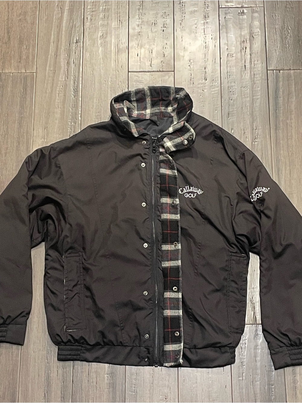 Vintage Callaway Golf Jacket Mens Medium Made Scotland Plaid Lined Wool 90s